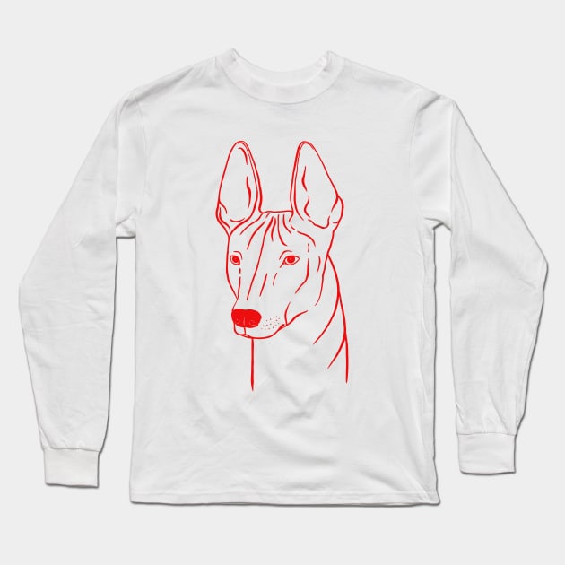 Xoloitzcuintli (Light Gray and Red) Long Sleeve T-Shirt by illucalliart